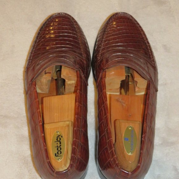 J.M. Weston 180 Brown Crocodile Belly Loafers 9E - Picture 6 of 11